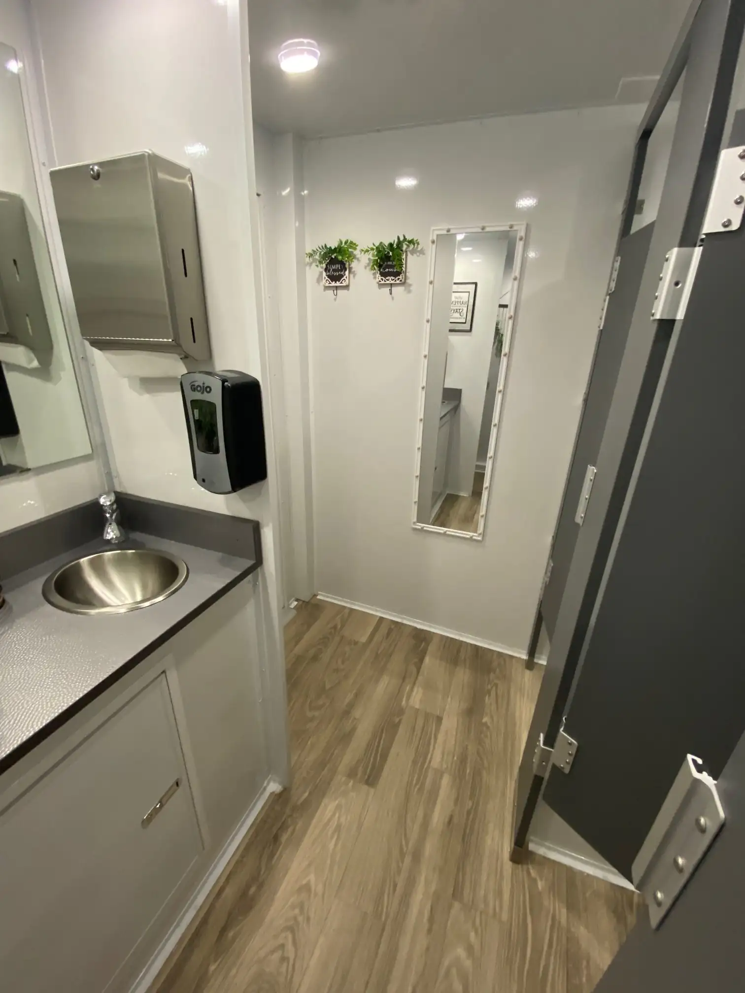 Inside a High Throne luxury restroom trailer